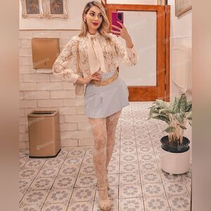 ZARA LACE SHIRT WITH TIED DETAIL